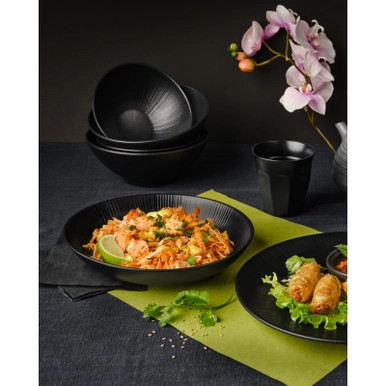 Phoenix Reusable recycled black bowl - 30oz D:7.3in H:2.9in - 12 pcs