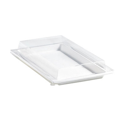 White Sugarcane Tray - Atlas 1/2 (No Added PFAs) - L:10.7in W:7.5in H:0.75in - 100 pcs