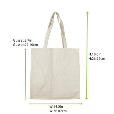 Cotton Lunch Bag  - W:14.2in Gusset:8.7in H:10.6in - 50 pcs