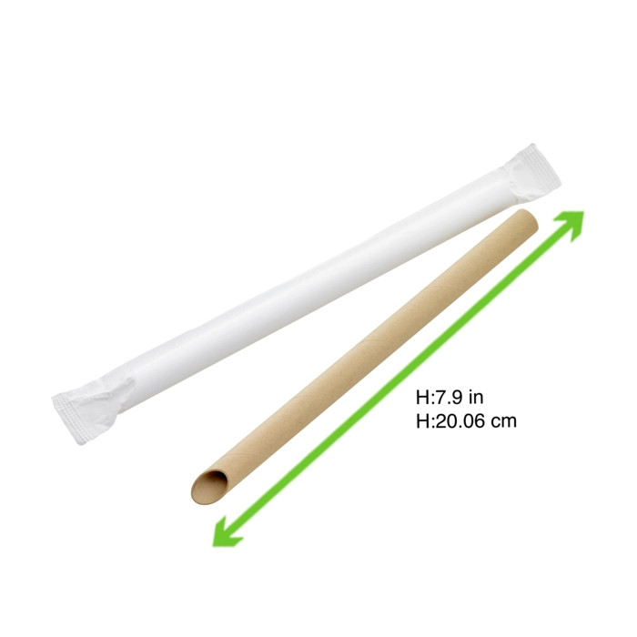 Kraft Beveled Straw For Boba Tea - Individually Wrapped - L:0.5in H:7.9in - 3000 pcs Kraft Beveled Straw For Boba Tea - Individually Wrapped - L:0.5in H:7.9in - 3000 pcs