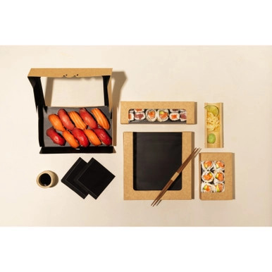 Kraft Sushi Box With Window 18pcs - 32oz L:8.3in W:4.7in H:1.6in - 400 pcs Kraft Sushi Box With Window 18pcs - 32oz L:8.3in W:4.7in H:1.6in - 400 pcs
