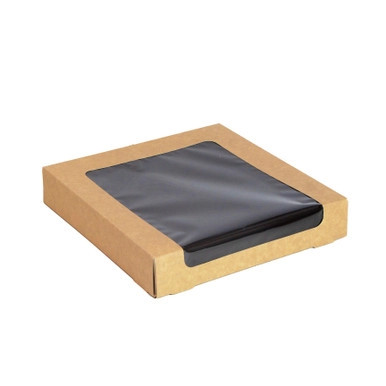 Kraft Sushi Box With Window  28 - 34pcs - L:8.7in W:8.7in H:1.6in - 400 pcs