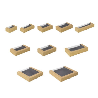 Kraft Sushi Box With Window 24pcs - 48oz L:9.4in W:5.3in H:1.8in - 200 pcs Kraft Sushi Box With Window 24pcs - 48oz L:9.4in W:5.3in H:1.8in - 200 pcs