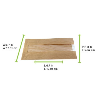 Brown Kraft Bag with Window - L:6.7in W:6.7in H:1.8in - 1000 pcs Brown Kraft Bag with Window - L:6.7in W:6.7in H:1.8in - 1000 pcs