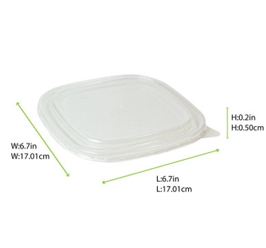 Square PET Lid for the 210PCAR range 25-46oz - L:6.7in W:6.7in H:0.2in - 300pcs Square PET Lid for the 210PCAR range 25-46oz - L:6.7in W:6.7in H:0.2in - 300pcs