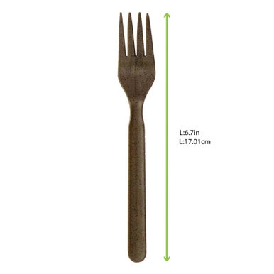 Compostable Wrapped Coffee Ground Fork - L:6.7in - 1000 pcs Compostable Wrapped Coffee Ground Fork - L:6.7in - 1000 pcs