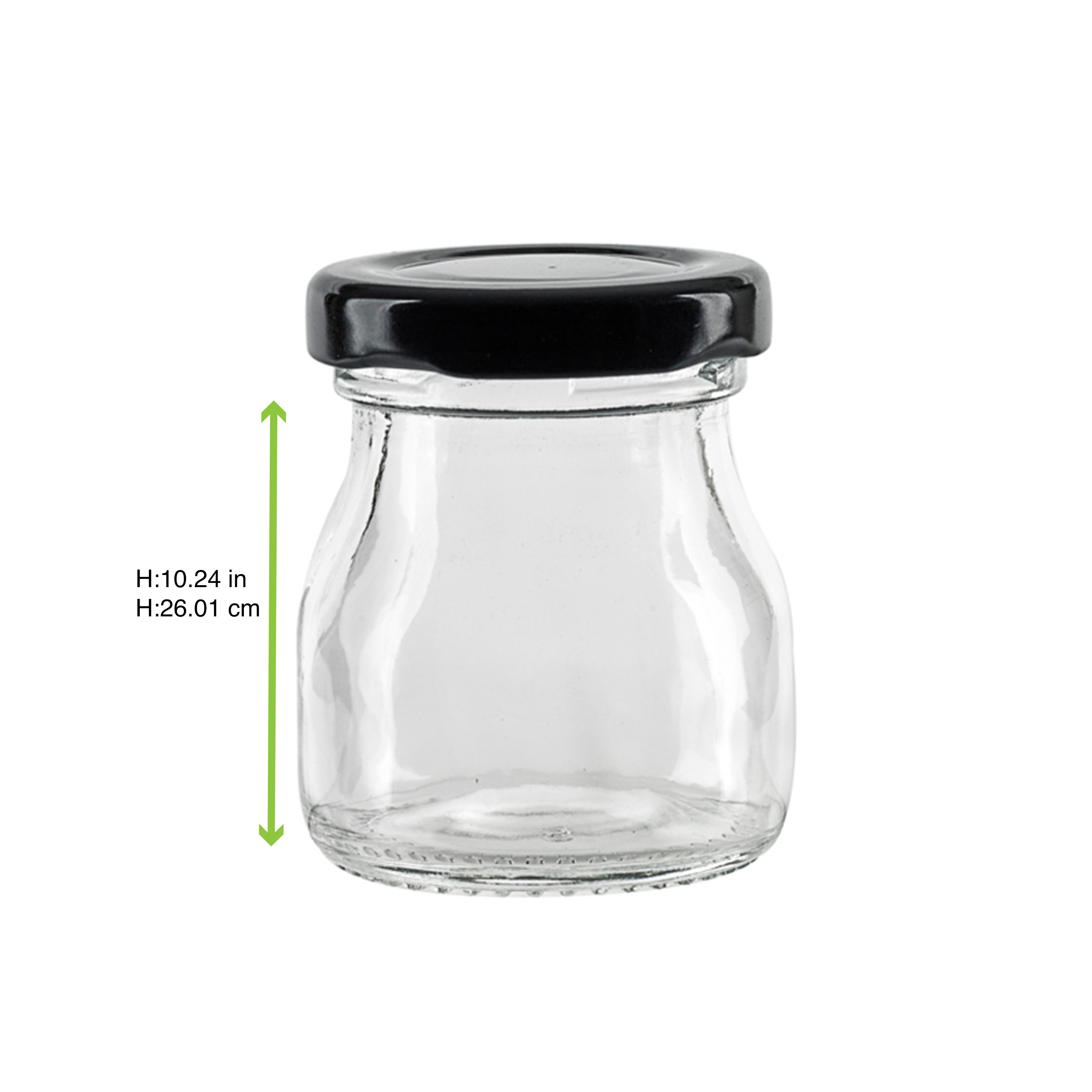 Smooth pudding jar with twist cap (Black Reusable cap) - 1.6oz D:1.77in W:1.88 H:2.28in - 42 pcs