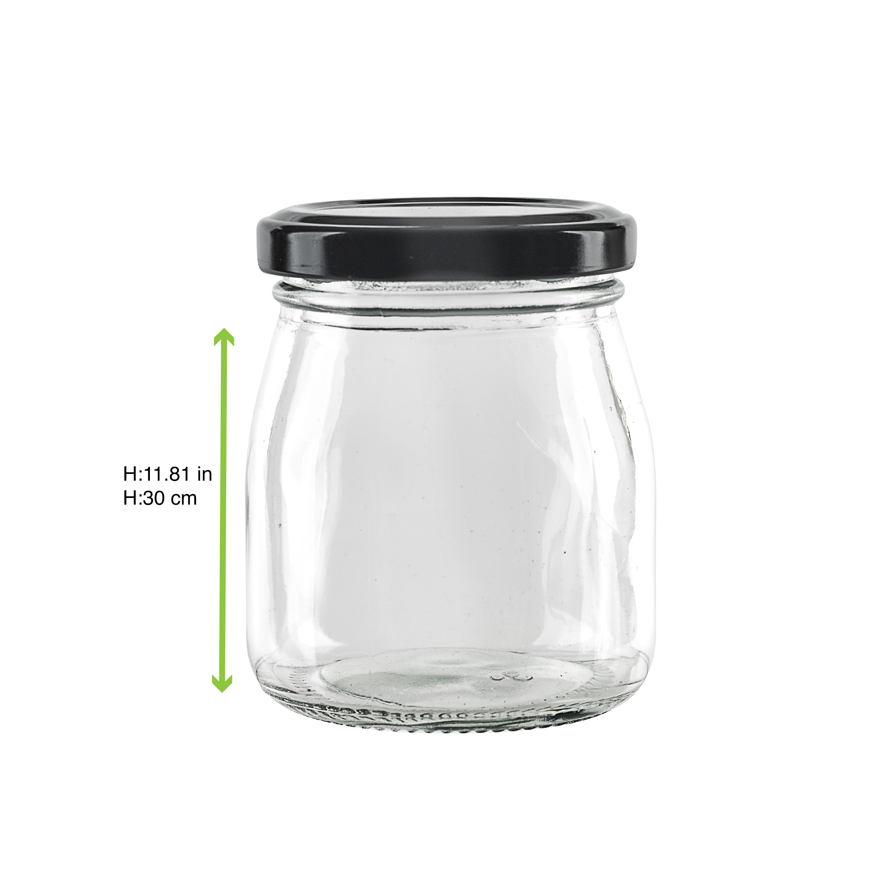 Smooth pudding jar with twist cap (Black Reusable cap) - 5oz D:2.36in W:2.55in H:3.14in - 30 pcs