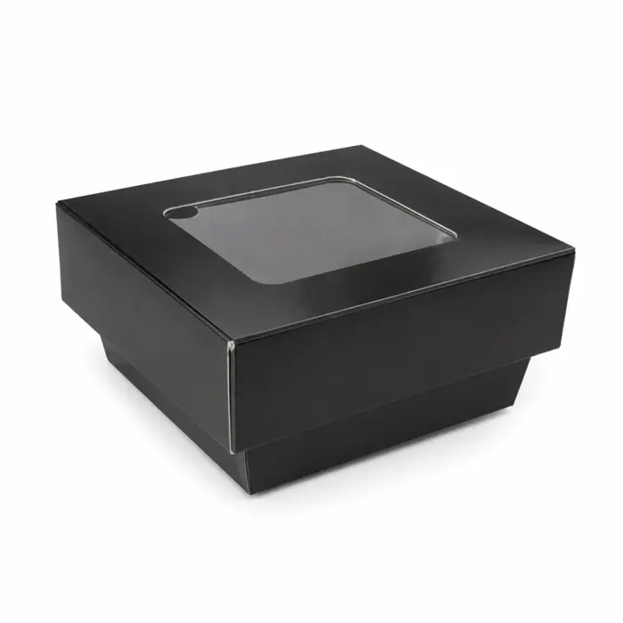 Bakeable Black Kray Box with PET Lid - 7oz L:2.8in W:2.8in H:1.6in Up to 350F(Base Only) - 100 pcs