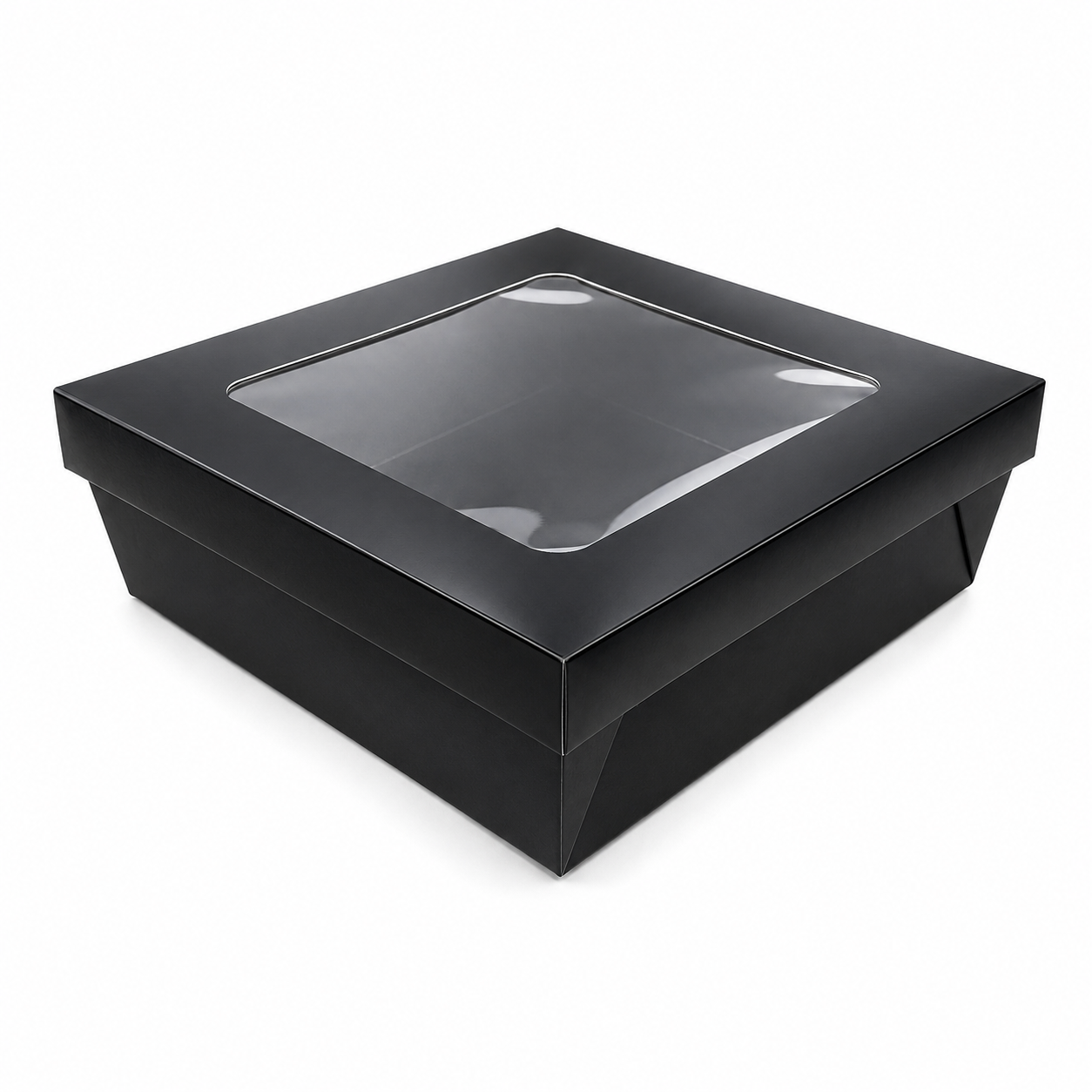 Bakeable Black Kray Box with PET Lid - 100oz L:7.9in W:7.9in H:2.6in Up to 350F(Base Only) - 100 pcs
