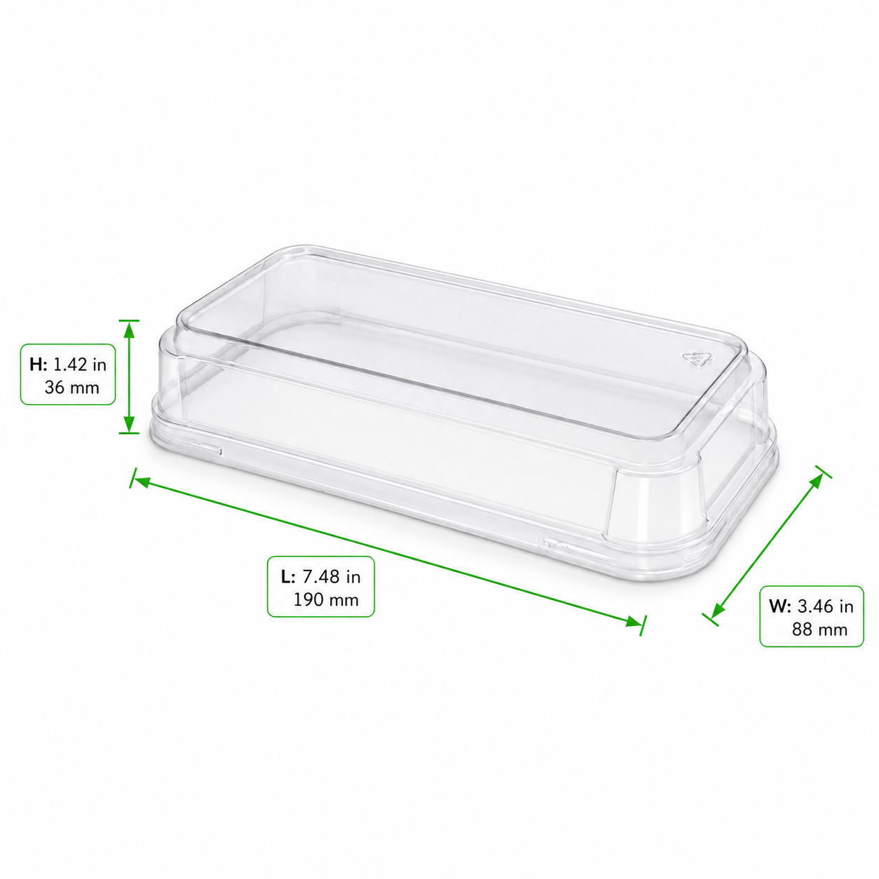 Rectangular Baking Mold PET lid for 210MCMO590 - L:7.5in W:3.5in H:1.4in - 1000 pcs