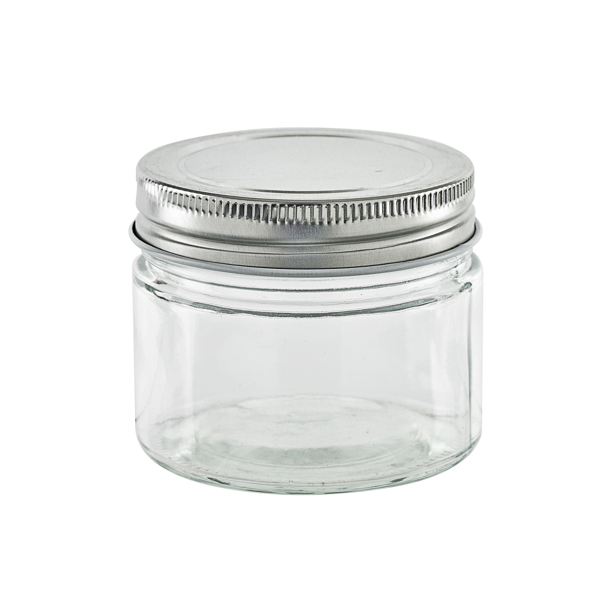 Round reusable jar glass with aluminium cap - 5.7oz D:2.75in W:2.87in H:2.44in - 80 pcs