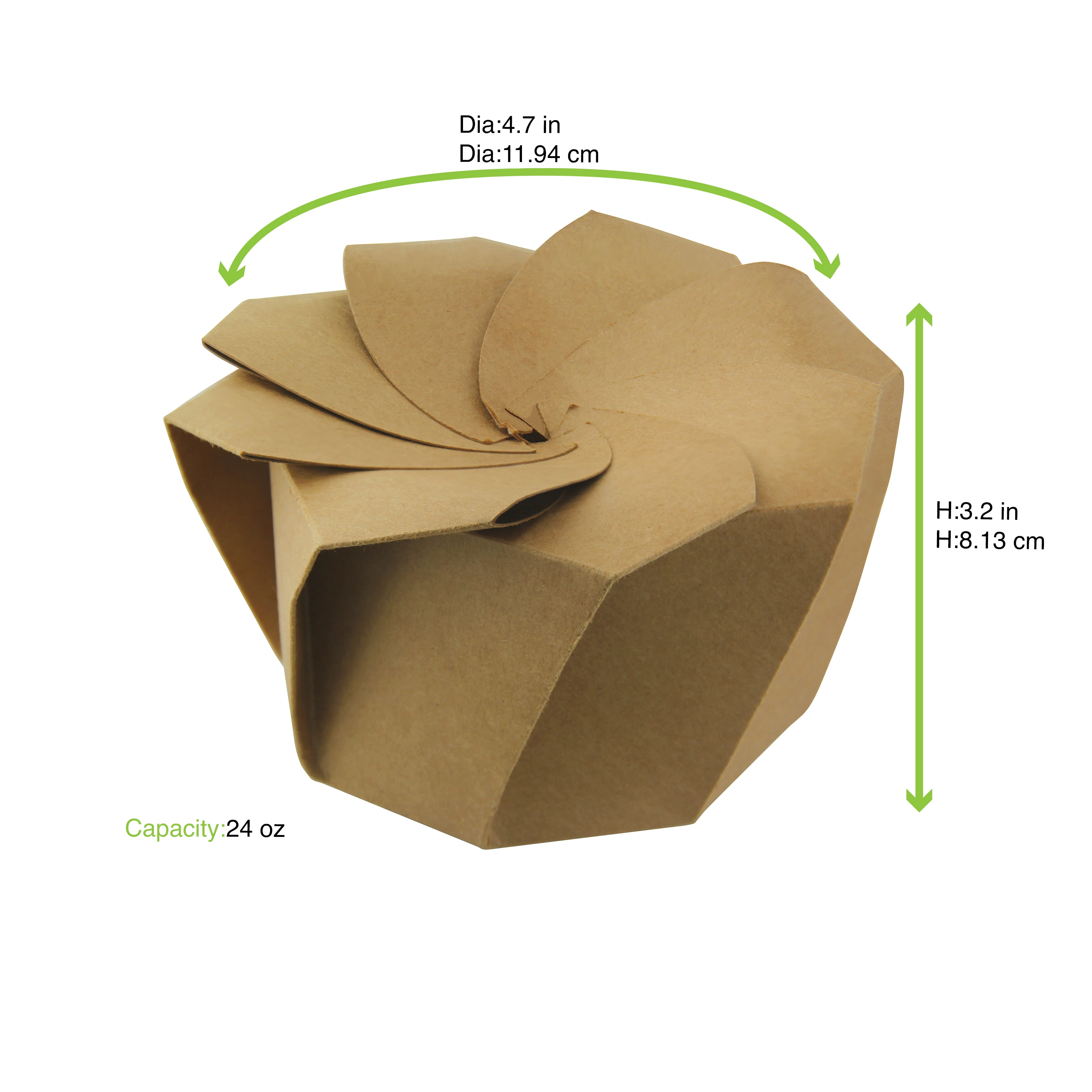 Kraft Paperboard Salad Cup with Origami Folding Lid - 24oz D:4.7in H:3.2in - 100 pcs