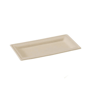 Rectangular Brown Sugarcane Plate - L:10in W:5in H:0.55in - 500 pcs