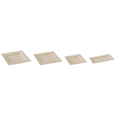 Square Brown Sugarcane Plate - L:6.2in W:6.2in H:0.6in - 500 pcs