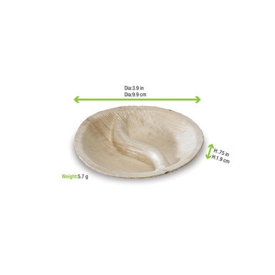 Shaped Palm Leaf Dish - 1.2oz D:3.5in - 100 pcs Shaped Palm Leaf Dish - 1.2oz D:3.5in - 100 pcs