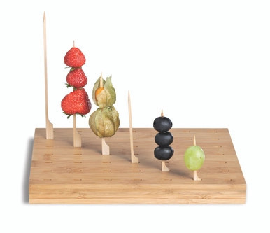 Rectangular thick bamboo pick holder for 49 picks - L:9.9in W:7.8in H:0.8in - 10 pcs