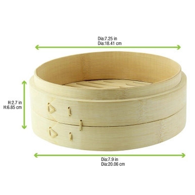 Dim Sum Large Bamboo Reusable Steamer - 25oz D:7.9in H:2.4in - 10 pcs