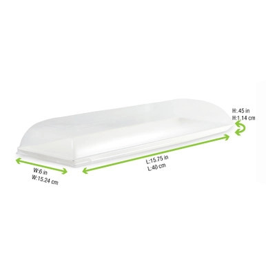 Bio n Chic Rectangular White Sugarcane Tray - L:15.7in W:6in H:0.45in - 100 pcs Bio n Chic Rectangular White Sugarcane Tray - L:15.7in W:6in H:0.45in - 100 pcs