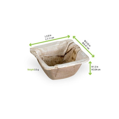 Square Palm Dish - 1oz L:2.5in W:2.5in H:1.3in - 300 pcs Square Palm Dish - 1oz L:2.5in W:2.5in H:1.3in - 300 pcs