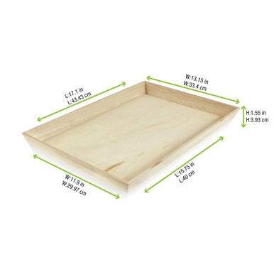 NOAH39 Heavy Duty Wooden Tray - Top: L:17in W:13in Bottom: L:15.75in W:11.8in H:1.5in - 10 pcs