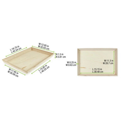 NOAH39 Heavy Duty Wooden Tray - Top: L:17in W:13in Bottom: L:15.75in W:11.8in H:1.5in - 10 pcs