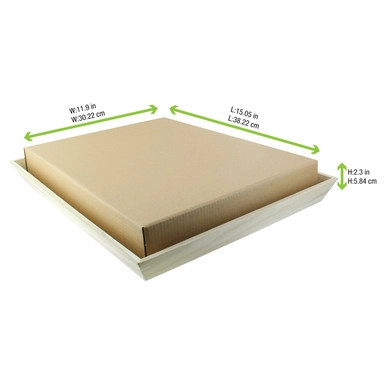 Kraft Cardboard Lid for 210WOODTRAY39 - L:15.05in W:11.9in H:2.3in - 50 pcs