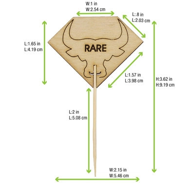 Diamond Shaped Steak Markers with Bull Head Rare - L:3.7in W:2.1in - 1000 pcs Diamond Shaped Steak Markers with Bull Head Rare - L:3.7in W:2.1in - 1000 pcs