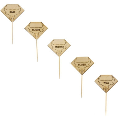 Diamond Shaped Steak Markers with Bull Head Rare - L:3.7in W:2.1in - 1000 pcs Diamond Shaped Steak Markers with Bull Head Rare - L:3.7in W:2.1in - 1000 pcs
