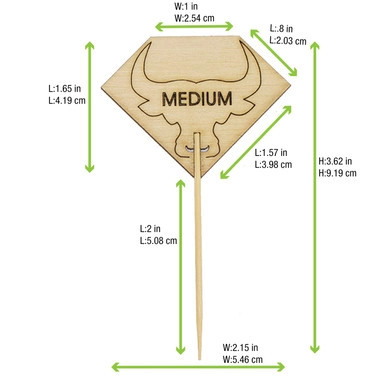 Diamond Shaped Steak Markers with Bull Head Medium - L:3.7in W:2.1in - 1000 pcs Diamond Shaped Steak Markers with Bull Head Medium - L:3.7in W:2.1in - 1000 pcs
