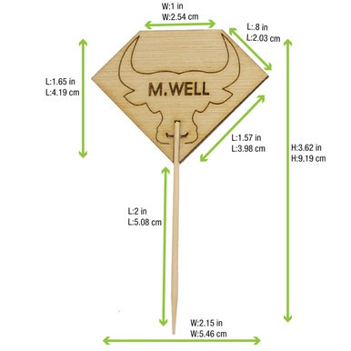 Diamond Shaped Steak Markers with Bull Head Medium Well - L:3.7in W:2.1in - 1000 pcs Diamond Shaped Steak Markers with Bull Head Medium Well - L:3.7in W:2.1in - 1000 pcs