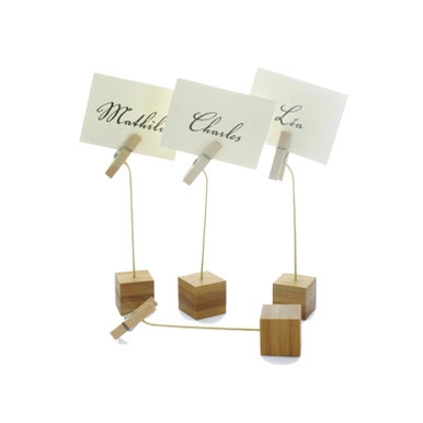 NAK Sign Clip With Bamboo Base - H:5.1in Base:0.9 x 0.9in - 144 pcs NAK Sign Clip With Bamboo Base - H:5.1in Base:0.9 x 0.9in - 144 pcs
