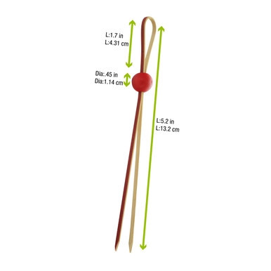 LUKA Bamboo Double Pick with Red Adjustable Ball - L:5.3in - 1000 pcs LUKA Bamboo Double Pick with Red Adjustable Ball - L:5.3in - 1000 pcs