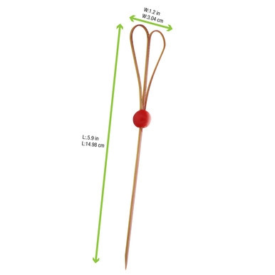 The Heart Bamboo Pick with Ball Red Ball - L:5.9in W:1.2 in - 1000 pcs The Heart Bamboo Pick with Ball Red Ball - L:5.9in W:1.2 in - 1000 pcs