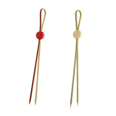 LUKA Bamboo Double Pick with Natural Adjustable Ball - L:5.3in - 1000 pcs LUKA Bamboo Double Pick with Natural Adjustable Ball - L:5.3in - 1000 pcs