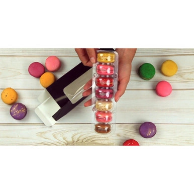 Black Box with PET Window for 7 Macarons - L:8.5in W:2.7in H:1.9in - 250 pcs Black Box with PET Window for 7 Macarons - L:8.5in W:2.7in H:1.9in - 250 pcs