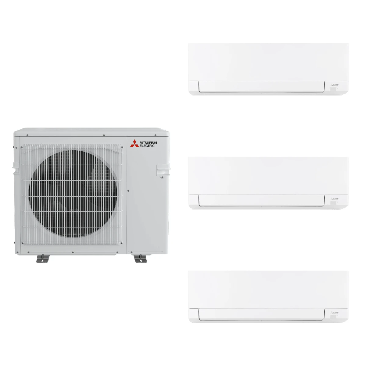 Mitsubishi Electric 30,000 BTU 21 SEER2 Tri Zone Wall Mounted Ductless Mini Split Heat Pump System 6+6+12 R454B Refrigerant