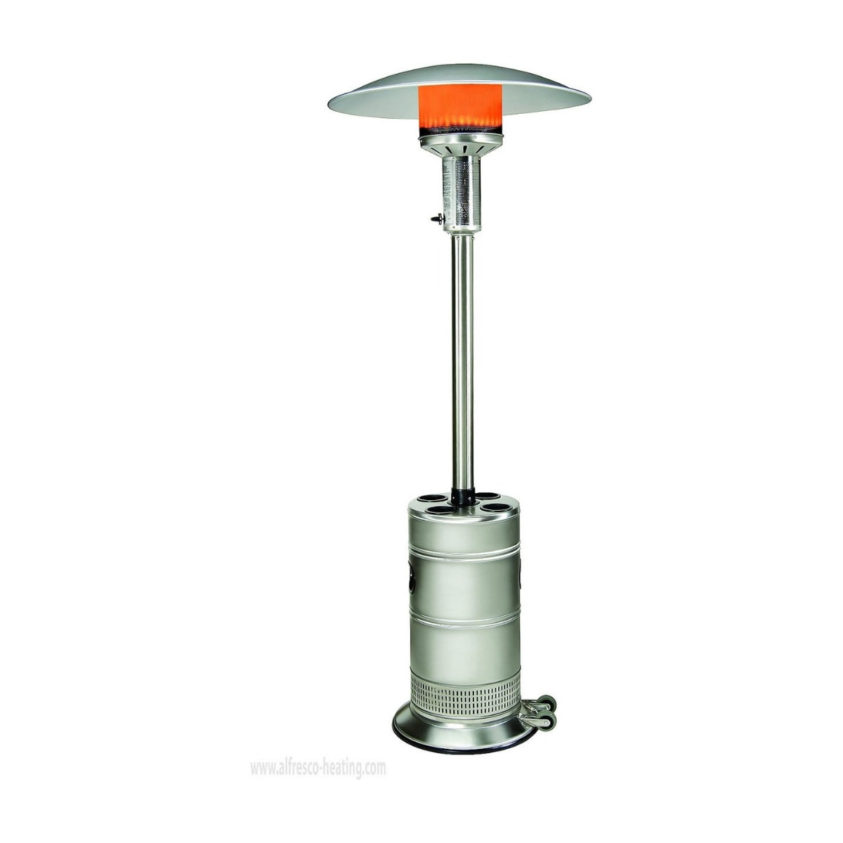 Sunstar PHS40-L6 40,000 BTU stainless steel propane standing patio heater, full view