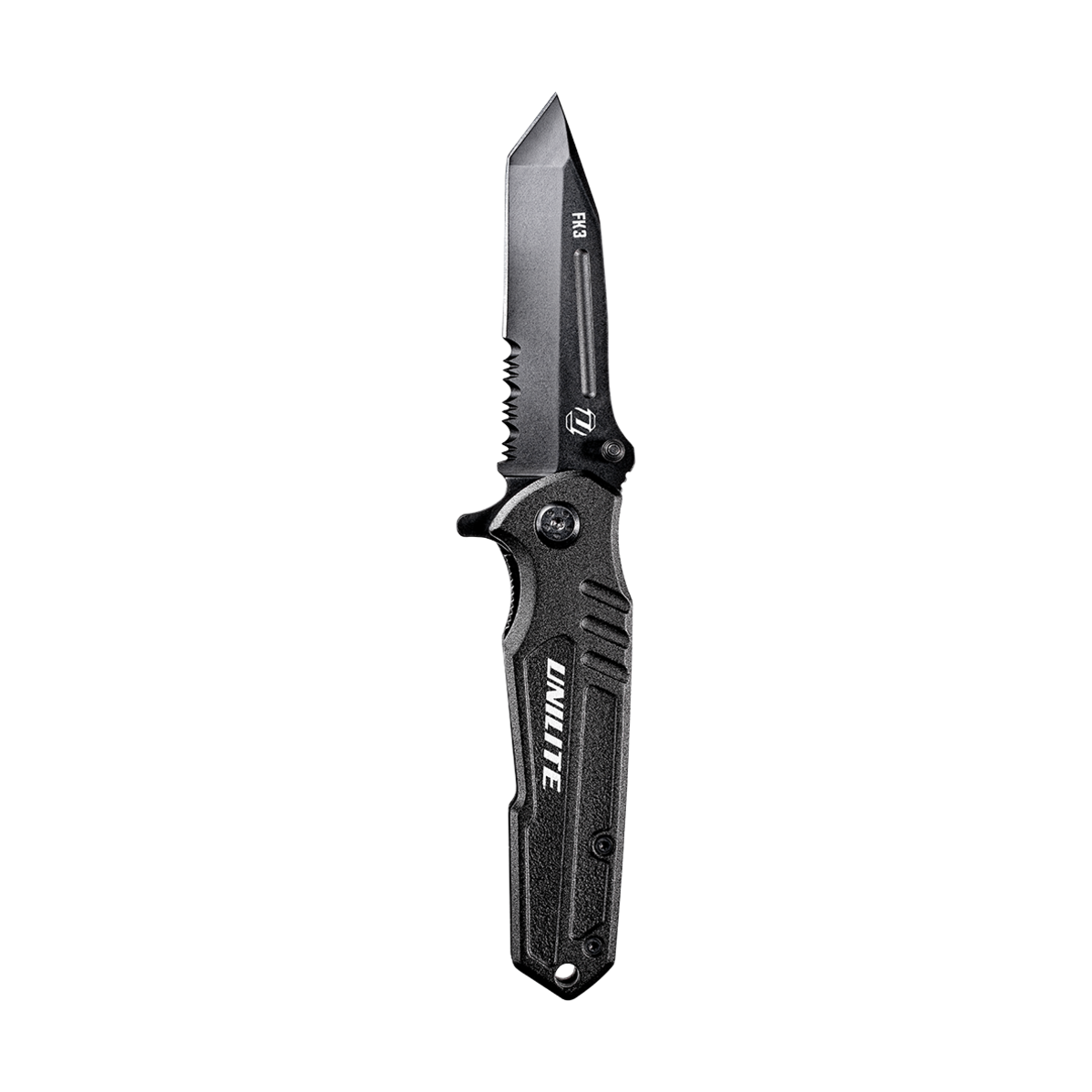 Unilite FK3 heavy duty folding utility knife - open blade front view - FK3