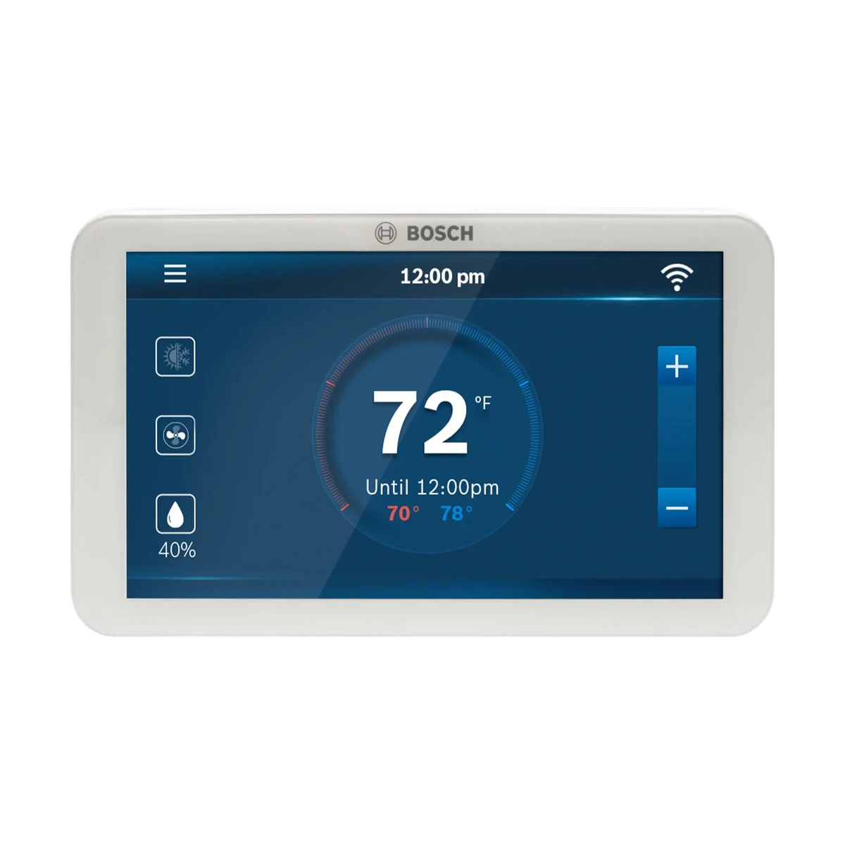 Bosch BCC100 Connected Control Wi-Fi touchscreen thermostat, front view | 8733948009