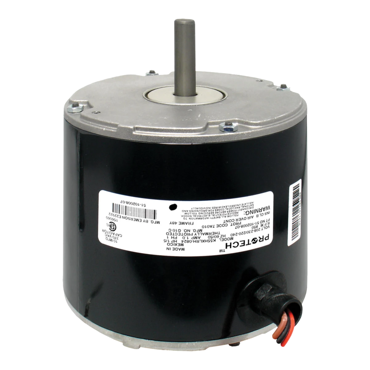 ProTech 1/5 HP Condenser Fan Motor - 208-230V, 825 RPM, 1-Speed, CCW – 51-102500-04