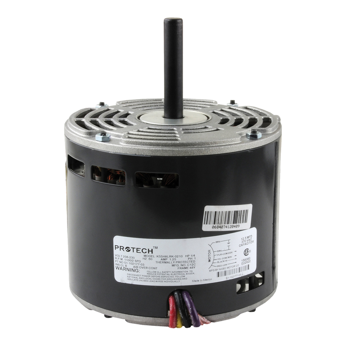 ProTech 1/4 HP Direct Drive Blower Motor - 208-230V, 1075 RPM, 2-Speed, CCW – 51-102500-08
