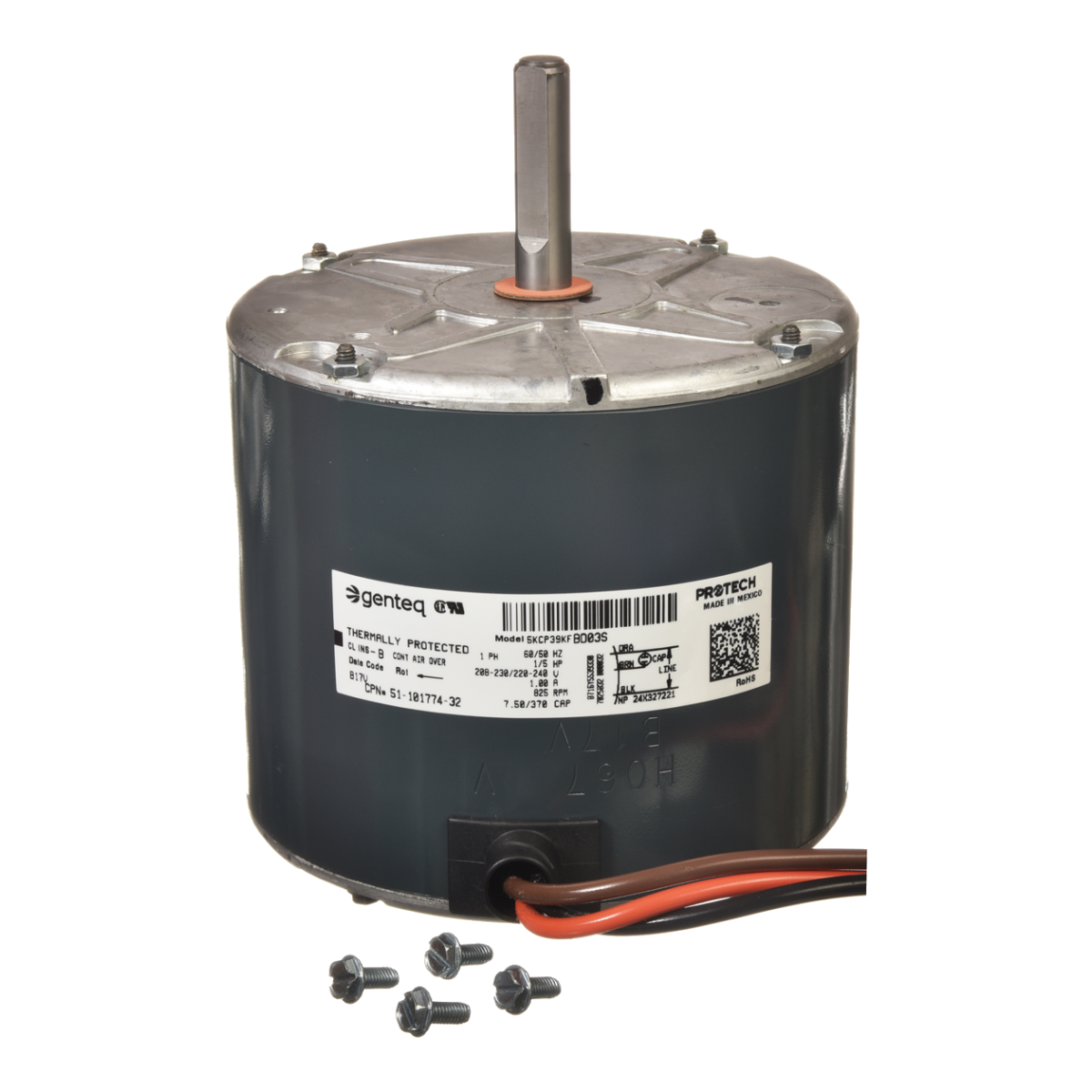 ProTech 1/5 HP Condenser Fan Motor - 208-230V, 825 RPM, 1-Speed, CCW – 51-101774-32