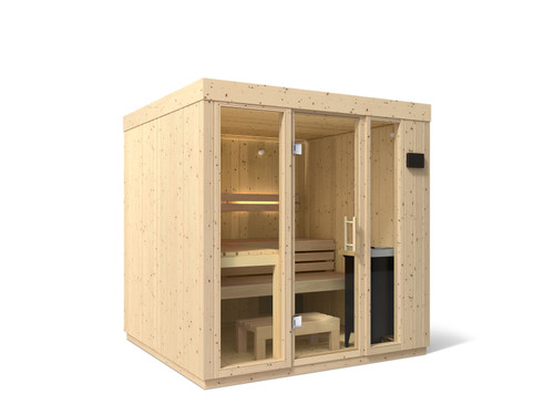 KOHLER C1 Five-Person Large Indoor Sauna With Floor in Scandinavian Spruce