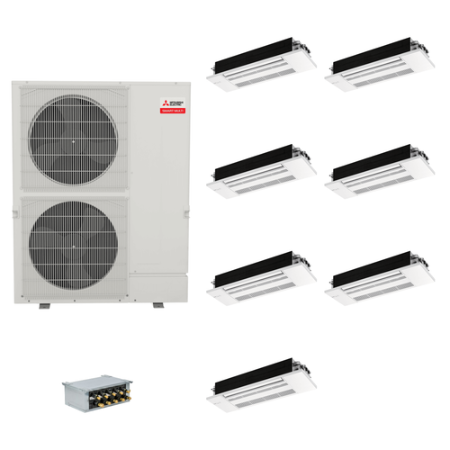 Mitsubishi Electric 60,000 BTU 20 SEER2 Smart Multi Seven Zone 1-Way Ceiling Cassette Ductless Mini Split Heat Pump System 9+9+9+9+9+9+12 with Branch Box R454B