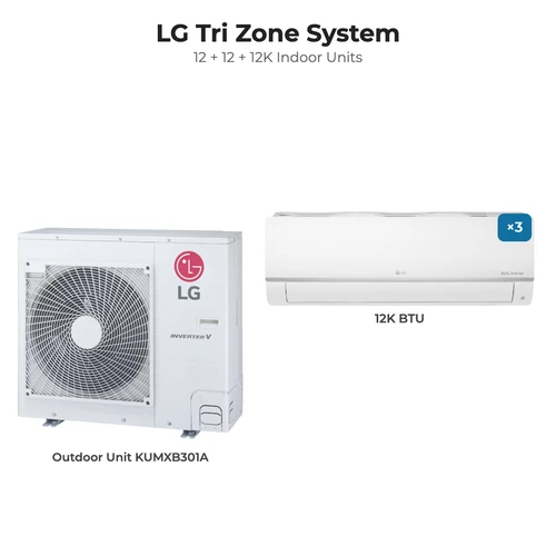 LG Tri zone mini split system KUMXB301A with 12 + 12 + 12K indoor units