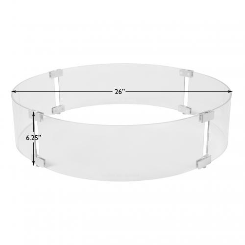 Firesense 26" Tempered Glass Wind Guard for Round Fire Pit LPG, model 63246