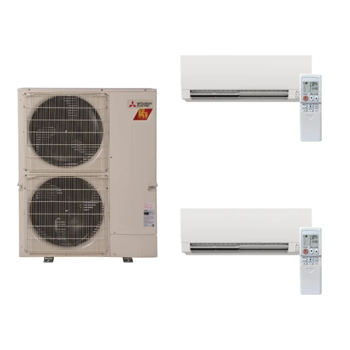 Mitsubishi Electric outdoor unit with two wall-mounted indoor units