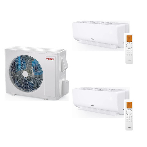Tosot 18,000 BTU 21 SEER2 Cosmo Dual Zone Wall Mounted Ductless Mini Split Heat Pump System 9+9 R32 Refrigerant