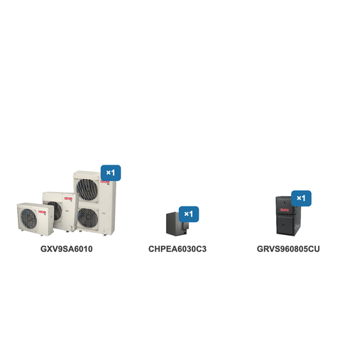 Goodman 5 Ton Air Conditioner & Ultra Low NOx Gas Furnace System: GXV9SA6010, CHPEA6030C3, GRVS960805CU